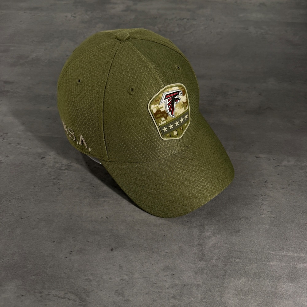New Era Atlanta Falcons Hat L/XL Green 39THIRTY Salute to Service Stretch Cap